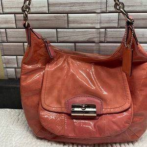 Coach 19299 Classic Kristen Patent Leather Rose Hobo Bag Rare one of a kind